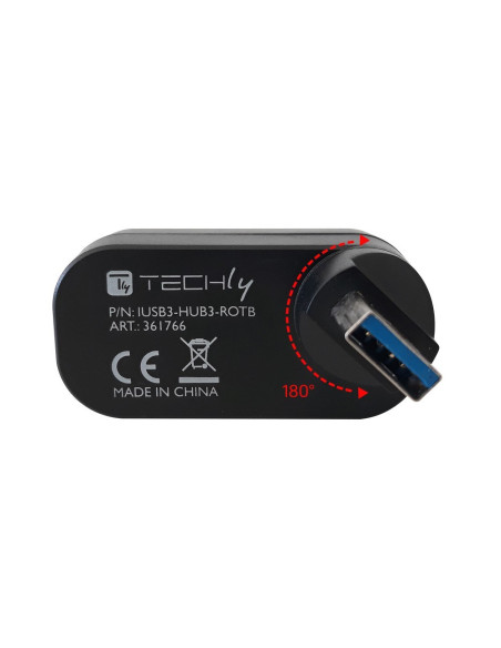 Techly Iusb3-Hub3-Rotb Huby I Koncentratory Usb 3.2 Gen 1 (3.1 Gen 1) Type-A 5000 Mbit/S Czarny