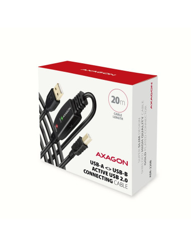 Axagon Adr-220B Usb 2.0 A-M -  B-M Active Connecting/Repeater Cable 20M - Kabel - Digital/Daten Kabel Usb Usb A Usb B Czarny