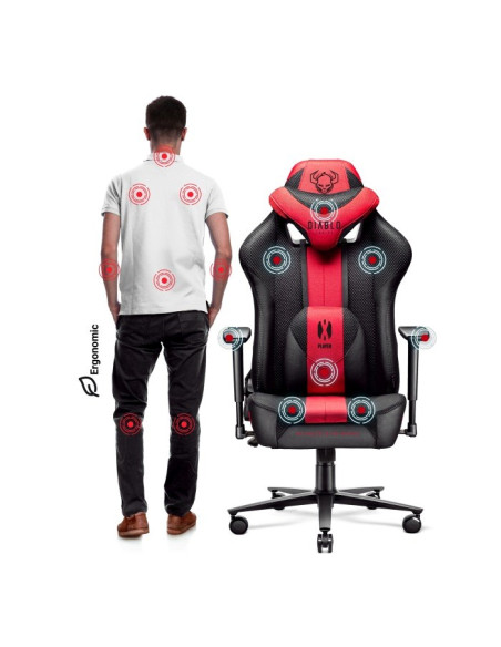 Fotel Gamingowy Diablo X-Player 2.0 King Fotel Antracytowo-Karmazynowy