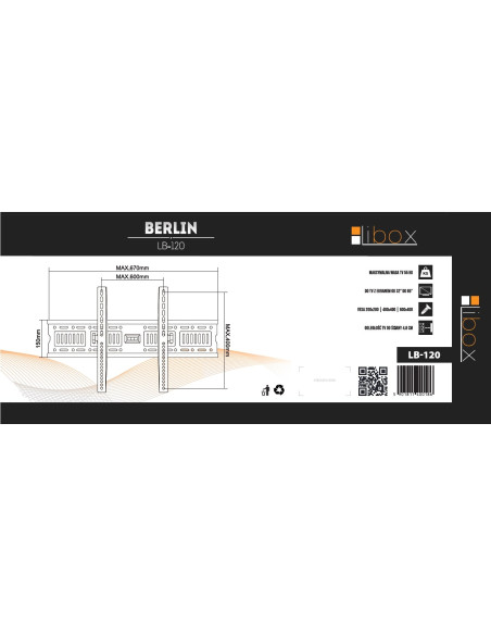 Uchwyt Ścienny Do Telewizora Libox Berlin Lb-120 (Ścienne  37" - 70"  Max. 50Kg)