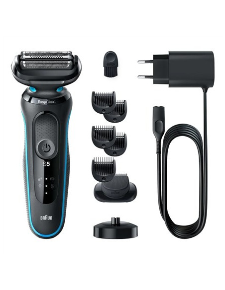 Braun Shaver 51-M4500Cs Czas Pracy (Maks.) 50 Min, Na Mokro I Na Sucho, Czarny/Niebieski