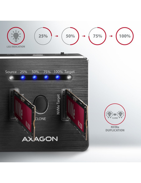 Axagon Adsa-M2C Stacja Dokująca Do Dysków Twardych Usb 3.2 Gen 2 (3.1 Gen 2) Type-C