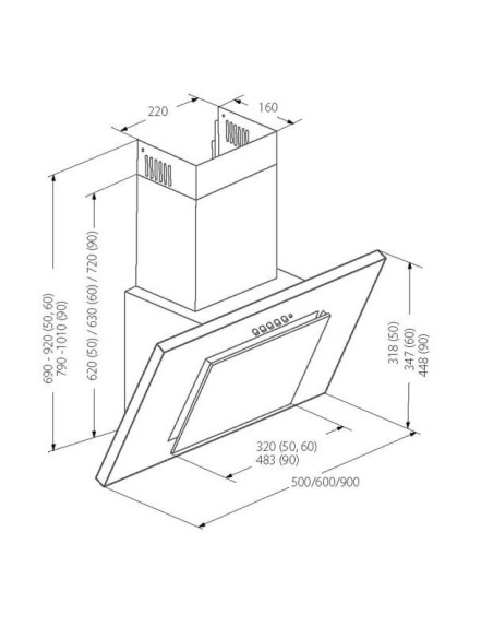 Okap Kominowy Akpo Wk-4 Nero Line Eco 50 Biały (162 M3/H  500Mm  Kolor Biały)