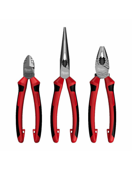 Milwaukee Szczypce Zestaw 3Szt. (Uniwersalne 180Mm, Boczne 160Mm, Długie 205Mm)