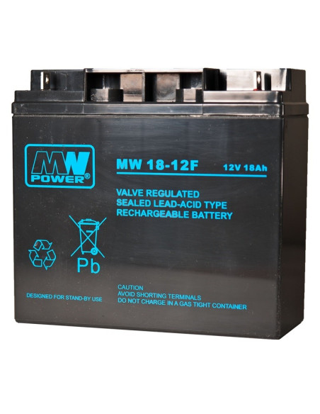 Akumulator Mpl Mw Power Mw 18-12F Kwasowo-Ołowiowy Agm Bezobsługowy 12 V 18 Ah Czarny