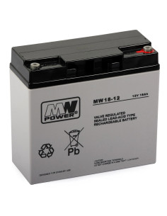 Akumulator Mpl Mw Power Mws 18-12 Kwasowo-Ołowiowy Vrla Agm Bezobsługowy 12 V 18 Ah Czarny, Szary