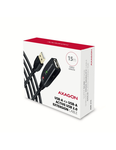 Axagon Adr-215 Usb 2.0 A-M -  A-F Active Extension/Repeater Cable 15M - Kabel - Digital/Daten Kabel Usb Usb A Czarny