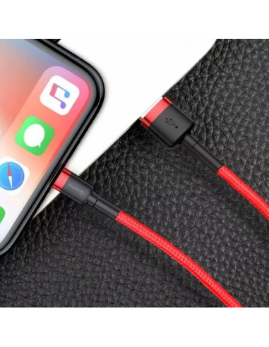 Baseus Kabel Lightning Usb Cafule1,5A 2M Czerwony