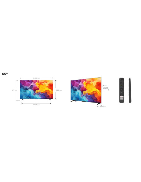 Telewizor Tcl 65P655 Led 65'' 4K Ultra Hd Google Tv Dolby Audio Dvb-T2 Czarny