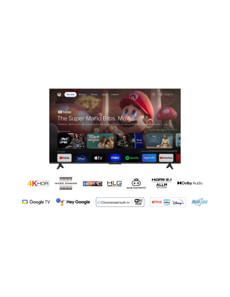 Telewizor Tcl 65P655 Led 65'' 4K Ultra Hd Google Tv Dolby Audio Dvb-T2 Czarny