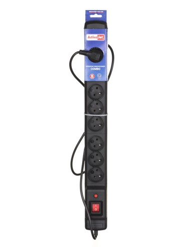 Listwa Przeciwprzepięciowa Activejet Acj Combo 9Gn 1,5M (9 X Ute  10 A  1,5M  Kolor Czarny)