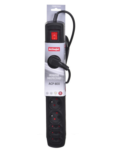 Listwa Przeciwprzepięciowa Activejet Apn-8G/1,5M-Bk (3 X Typ C, 5 X Ute  10 A  1,5M  Kolor Czarny)