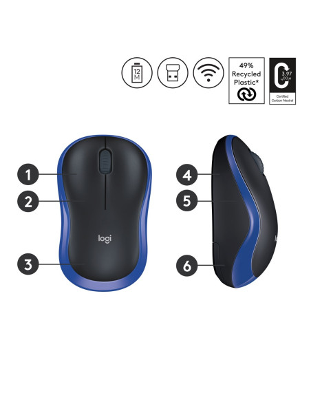 Mysz Bezprzewodowa Logitech M185 910-002236 (Optyczna  1000 Dpi  Kolor Niebieski)