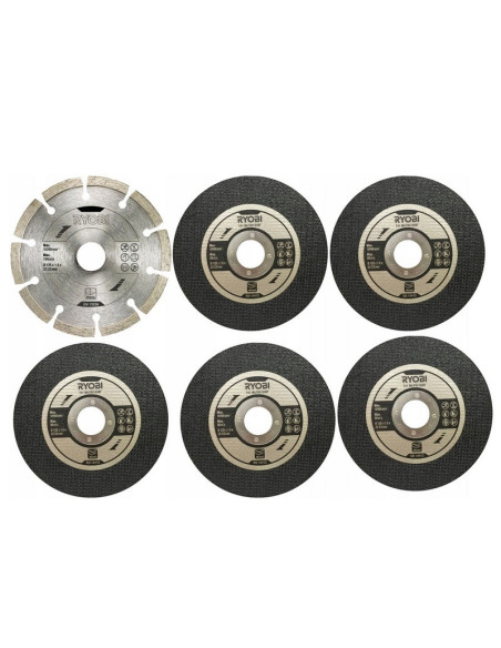 144645 Ryobi 6-Sztukowy Zestaw Tarcz Do Szlifierki Kątowej 125 Mm: