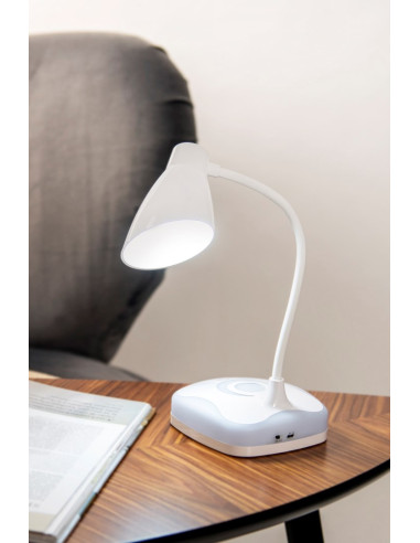 Nowoczesna Lampka Na Biurko Led Activejet Classic Plus Biała Z Funkcją Oświetlenia Nocnego