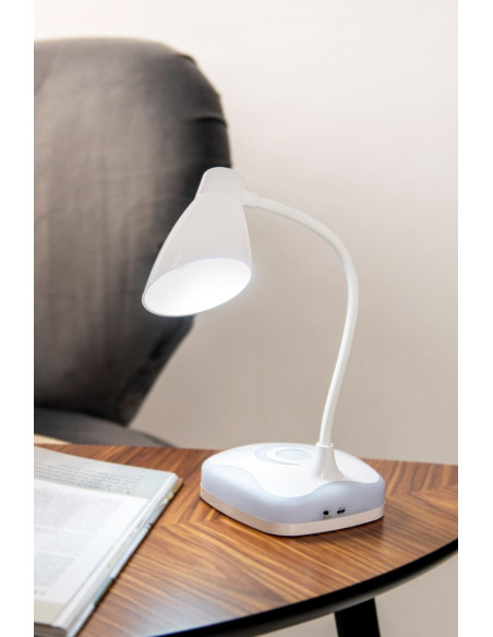 Nowoczesna Lampka Na Biurko Led Activejet Classic Plus Biała Z Funkcją Oświetlenia Nocnego