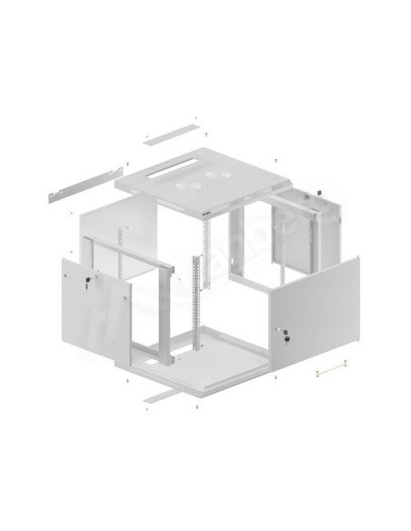 Lanberg Szafa Wisząca Rack 19" 9U 600X600 Drzwi Metalowe Szara (Flat Pack) Wf01-6609-00S