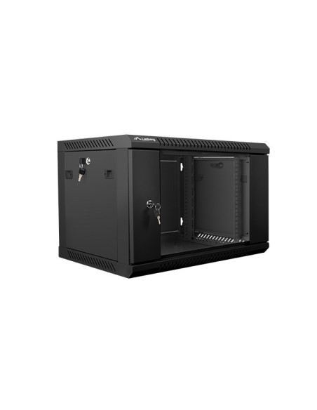 Szafa Jednosekcyjna, Zamykana Na Zamek Lanberg Wf01-6406-10B (6U  368Mm / 600Mm / 450 Mm  Wisząca  Szklane  19''  Kolor Czarny)