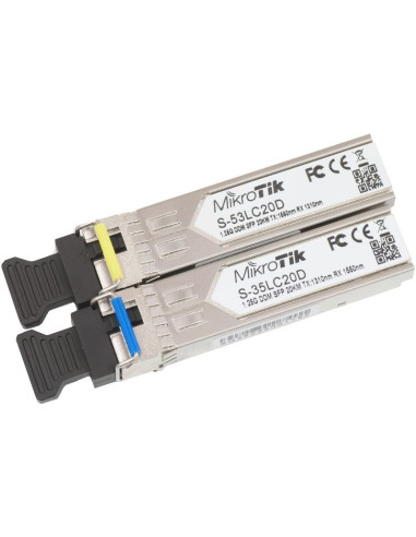 Mikrotik Para Modułów Sfp S-3553Lc20D (S-35Lc20D 1.25G Sm 20Km T1310Nm/R1550Nm + S-53Lc20D 1.25G Sm 20Km T1550Nm/R1310Nm)