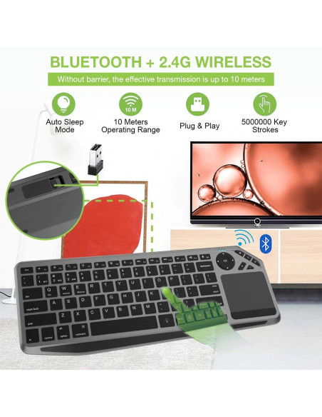 Techly Bezprzewodowa Klawiatura Dualna Bt/Rf Touch
