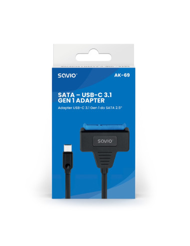 Savio Adapter Usb-C 3.1 Gen 1 (M) - Sata (F) Do Dysków 2.5" Ak-69