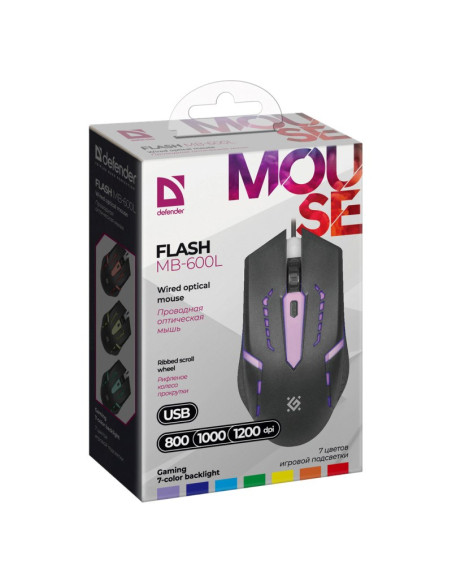 Defender Mysz Przewodowa Flash Mb-600L Optic Led 1200 Dpi 4P 52600