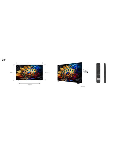 Telewizor Tcl 98C655 Qled 98" 4K Ultra Hd 120Hz Google Tv Dolby Vision Iq Titan