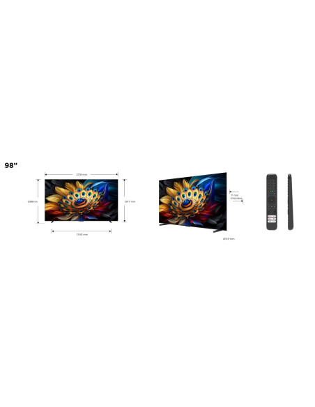 Telewizor Tcl 98C655 Qled 98" 4K Ultra Hd 120Hz Google Tv Dolby Vision Iq Titan
