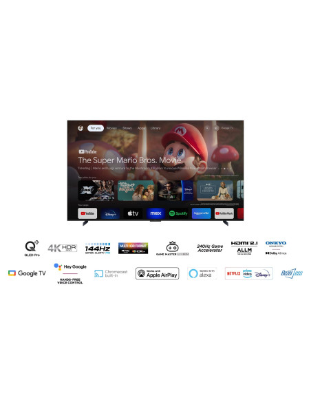 Telewizor Tcl 98C655 Qled 98" 4K Ultra Hd 120Hz Google Tv Dolby Vision Iq Titan