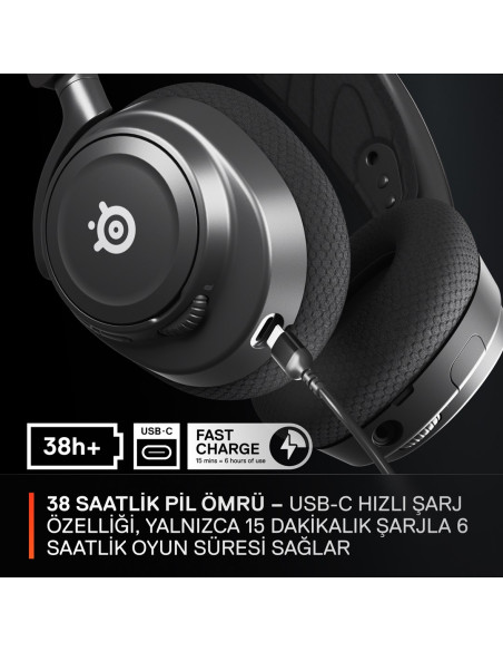 Steelseries Arctis Nova 7 Zestaw Słuchawkowy Bezprzewodowy Opaska Na Głowę Gaming Usb Type-C Bluetooth Czarny