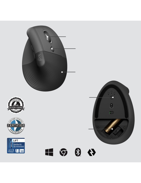 Mysz Bezprzewodowa Pionowa Logitech Lift