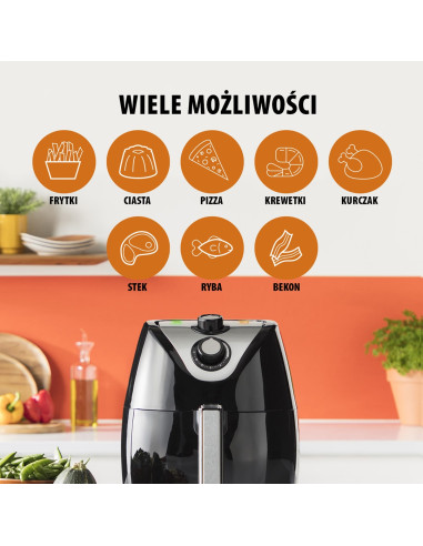 Tristar Fr-6994 Frytkownica Pojedyńczy 4,5 L Autonomiczny 1500 W Frytkownica Na Gorące Powietrze Czarny, Srebrny
