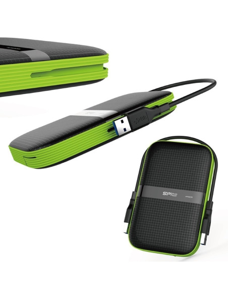 Dysk Zewnętrzny Hdd Silicon Power Armor A60 (1Tb  2.5"  Usb 3.2  5400 Obr/Min  Green-Black  Sp010Tbphda60S3K)