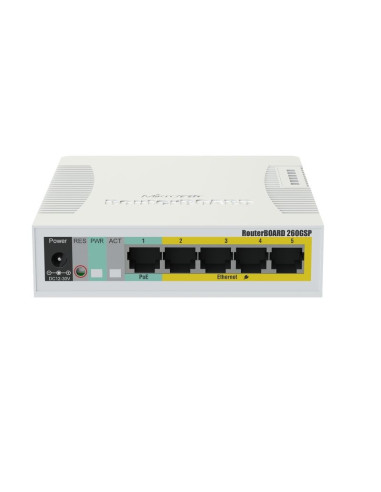 Switch Mikrotik Rb260Gsp (Css106-1G-4P-1S) 6P Poe (Passive: 4 ) 60W Managed Gigabit
