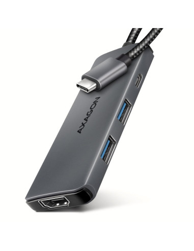 Axagon Hmc-5H8K Usb 5Gbps Hub 2X Usb-A Usb-C Hdmi 8K/30Hz Pd 100W Kabel Usb-C Przewodowa Usb 3.2 Gen 1 (3.1 Gen 1) Type-C Szary