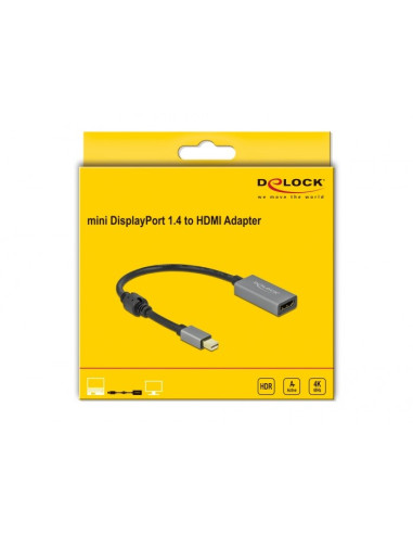Delock 66570 Adapter Kablowy 0,2 M Mini Displayport Hdmi Typu A (Standard) Czarny, Szary