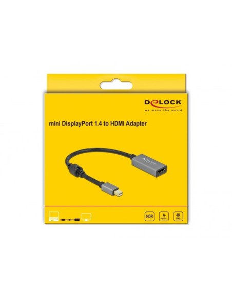Delock 66570 Adapter Kablowy 0,2 M Mini Displayport Hdmi Typu A (Standard) Czarny, Szary