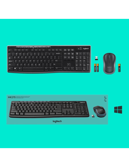 Klawiatura Membranowa Logitech Mk270 920-004508 (Usb (Radio 2.4 Ghz)  Kolor Czarny)