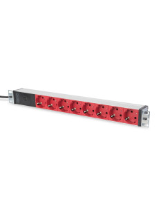 Digitus Listwa Zasilająca Pdu 19" Rack, 8X Czerwone Gniazdo Schuko, 2.0M, 1X Wtyk C14, 10A, Profil Aluminiowy