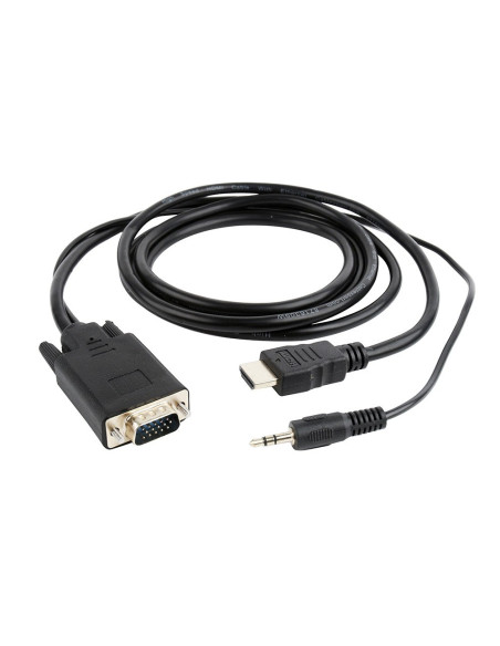 Adapter Gembird A-Hdmi-Vga-03-6 (Hdmi M - D-Sub (Vga), Jack Stereo 3,5 Mm M  1,8M  Kolor Czarny)