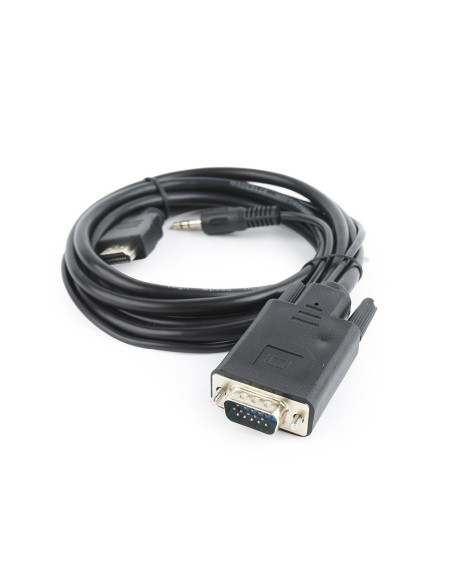Adapter Gembird A-Hdmi-Vga-03-6 (Hdmi M - D-Sub (Vga), Jack Stereo 3,5 Mm M  1,8M  Kolor Czarny)