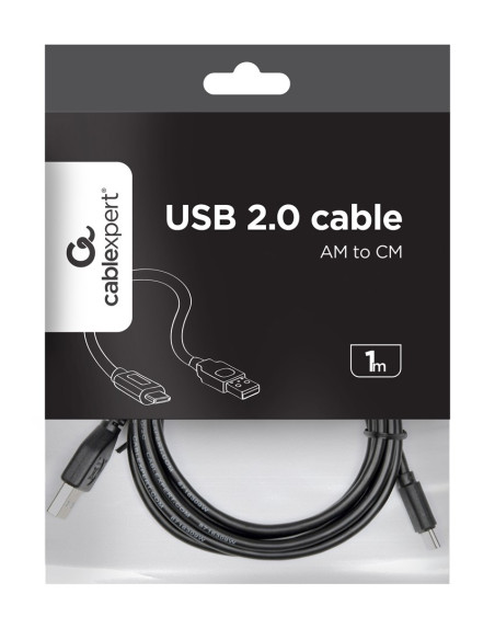 Kabel Gembird Ccp-Usb2-Amcm-1M (Usb 2.0 M - Usb Typu C M  1M  Kolor Czarny)