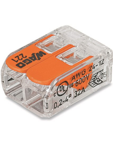 Wago 221-412 Wtyczka Cage Clamp Pomarańczowy, Przezroczysty