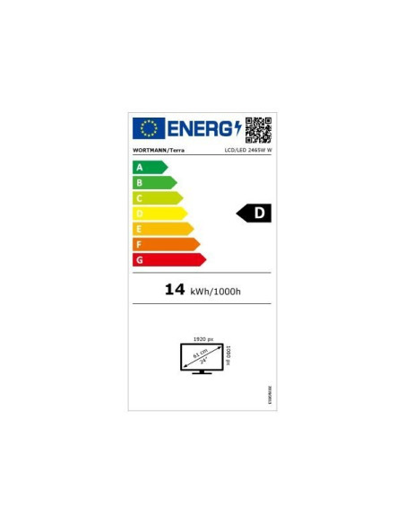 Wortmann Ag Terra 3030222 Monitor Komputerowy 60,5 Cm (23.8") 1920 X 1080 Px Full Hd Lcd Biały