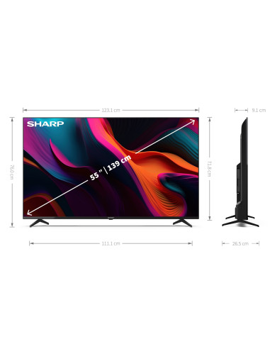 Sharp 55" 4K Ultra Hd Led Google Tv 139,7 Cm (55") Smart Tv Wi-Fi Czarny