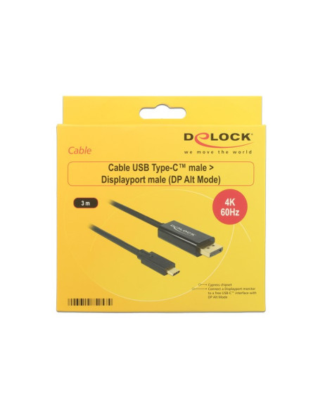Delock 85257 Adapter Kablowy 3 M Usb Type-C Displayport Czarny