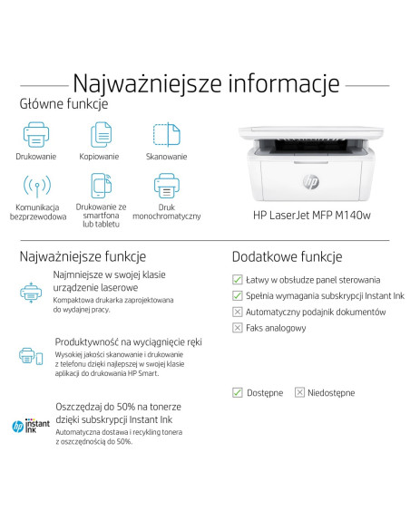 Hp Laserjet Urządzenie Wielofunkcyjne M140W