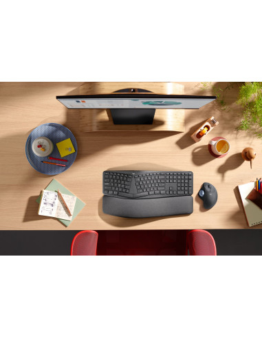 Logitech Ergo M575 For Business Myszka Biuro Po Prawej Stronie Rf Wireless + Bluetooth Manipulator Kulkowy 2000 Dpi