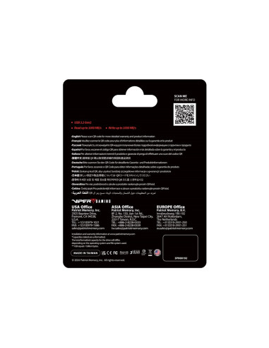 Dysk Ssd Patriot Pvp30 512Gb 1000Mb/S Usb Duo A+C 3.2 Gen2 Alu