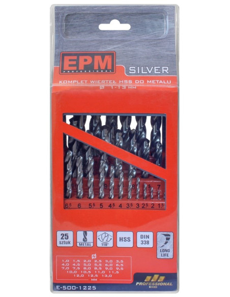 Zestaw Wierteł Hss Do Metalu 1-13Mm 25Szt.